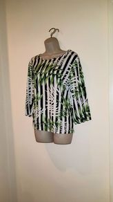 NWT Tropical Green, White and Black Top from Only Size 14