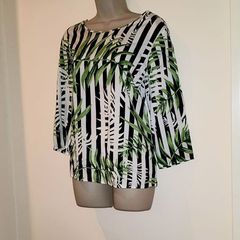 NWT Tropical Green, White and Black Top from Only Size 14