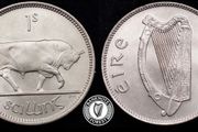 [#2377] - Ireland 1954 | Irish 1s | One Shilling | Bull | KM.14a | Mint State | MS