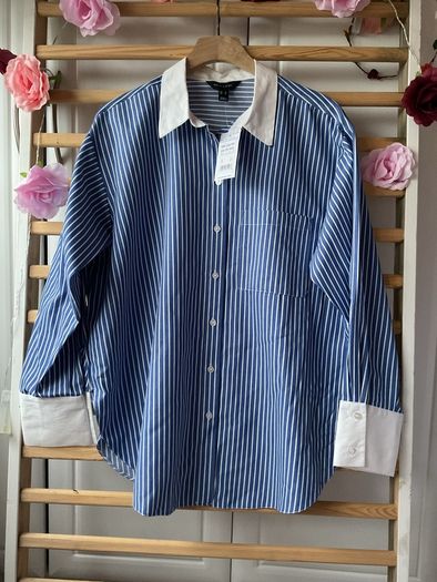 shirt bnwt new look blue & white striped shirt size 12 oversized rrp 39 euro