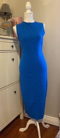 Dress blue warehouse long knitted stitching