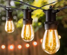107ft Festoon Lights Outdoor, 32x1w Led Dimmable Bulbs, 2200k Warm White Commercial Grade Outdoor String Lights For Patio, Garden, Fence