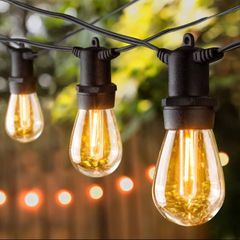 107ft Festoon Lights Outdoor, 32x1w Led Dimmable Bulbs, 2200k Warm White Commercial Grade Outdoor String Lights For Patio, Garden, Fence, Pergola