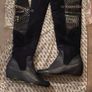 Cressy ladies long navy leather, and suede boots- size 5 Image 3