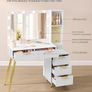 Led Dressing Table with Stool and Mirror, Dressing Table with Drawers, Cosmetic Table, 10x Magnifying Mirror, LED Lights, Jewellery Tray, Charging Station, 40 x 110 x 135 cm Image 3