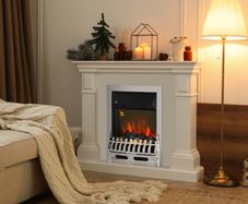 LED Flame Electric Fire Place-Silver