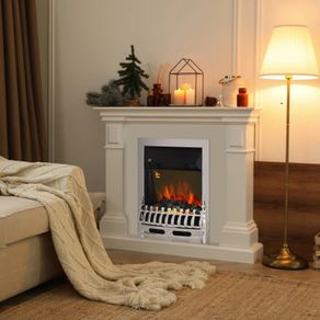 LED Flame Electric Fire Place-Silver