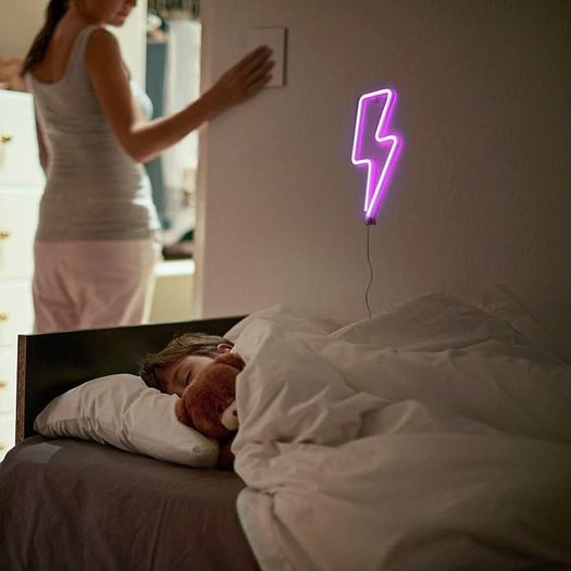 Signs for Bedroom, LED Lightning Neon Sign, Lightning Bolt Wall Decorative Neon Sign, Battery or USB Operated Light Up Neon Sign, Lightning Bolt Neon Lights for Bedroom