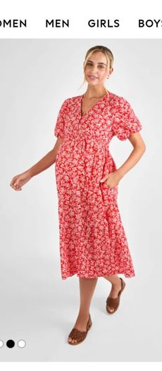 Red Floral Maternity Dress, Size 8. New!