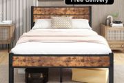 Bed Frame with Wooden Headboard and Footboard