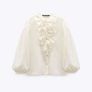 Zara Semi-Sheer Shirt With Ruffles Image 7