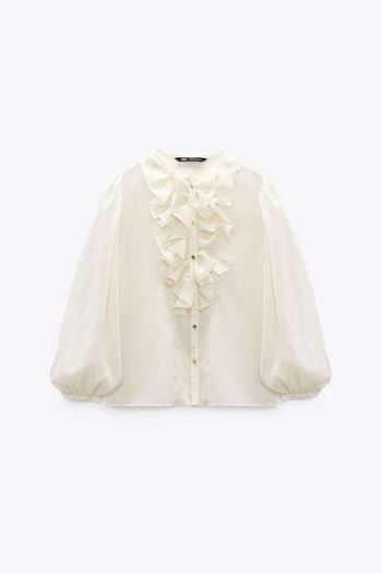 Zara Semi-Sheer Shirt With Ruffles