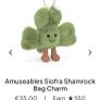 New JELLYCAT Limited Edition Amuseable Siofra Shamrock BAG CHARM Image 3