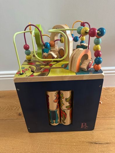 Wooden activity center, wooden building blocks
