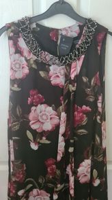 Joanna Hope Beaded Neck Floral Maxi Dress Size 14 Nwt