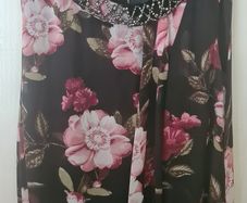 Joanna Hope Beaded Neck Floral Maxi Dress Size 14 Nwt