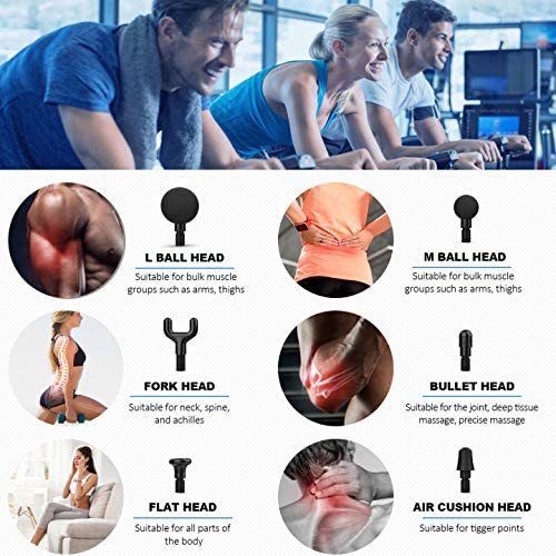 Massage Gun, Massage Gun Deep Tissue Muscle Massager with Adjustable Arm and 6 Massage Head, Percussion Handheld Electric Muscle Massager Lightweight Portable for Muscle Tension Relief