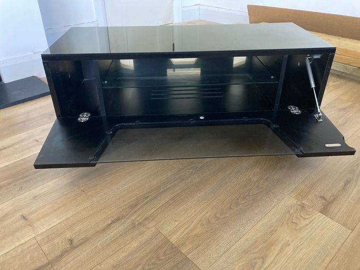 black glass tv unit