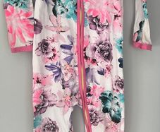 Bonds girls floral zip wondersuit size 12-18 months very good condition