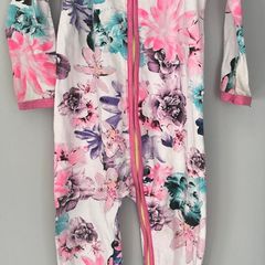 Bonds girls floral zip wondersuit size 12-18 months very good condition