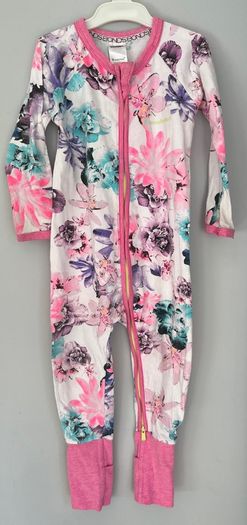 Bonds girls floral zip wondersuit size 12-18 months very good condition
