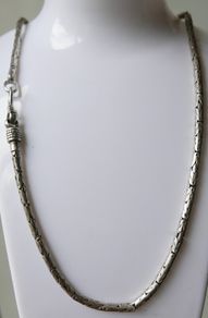 Vintage heavy 925 Sterling Silver 5mm round Byzantine Chain Necklace length 20" - 39g