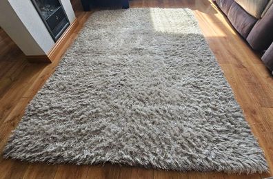 Grey shaggy rug large size 230cm x 160cm