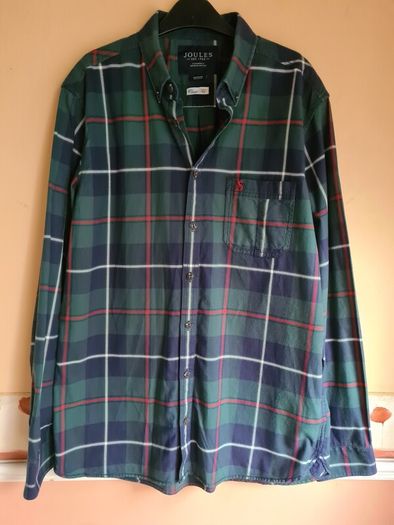 mens JOULES long sleeve shirt Size Medium classic fit tartan check navy green