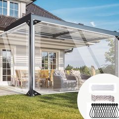 Transparent Tarpaulin, 420 g/m Pvc Clear Tarpaulin Waterproof Heavy Duty Clear PvcTarp With Eyelets Gazebo Side Panels Tear With Cable Ties, Elastic Ropes, Ties1x2m