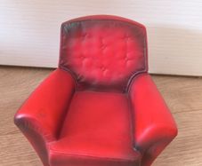 Vintage Sindy Doll Red Armchair Miniature Dollhouse Furniture Chair