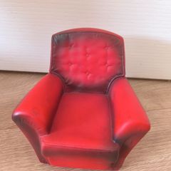 Vintage Sindy Doll Red Armchair Miniature Dollhouse Furniture Chair