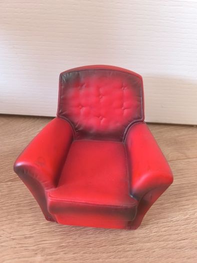 Vintage Sindy Doll Red Armchair Miniature Dollhouse Furniture Chair