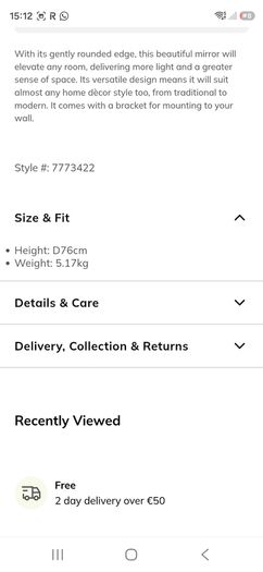 Dunnes Stores Round Mirror
