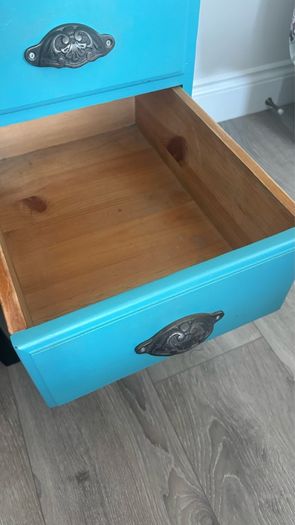 Upcycled Vintage Dressing Table & Mirror (Teal / Turquoise)