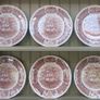Vintage Set of Six Brown and White Fair Winds, Historical Scenes of Chinese Export to America - "The Friendship of Salem" Large Dinner Plates by Alfred Meakin Image 4