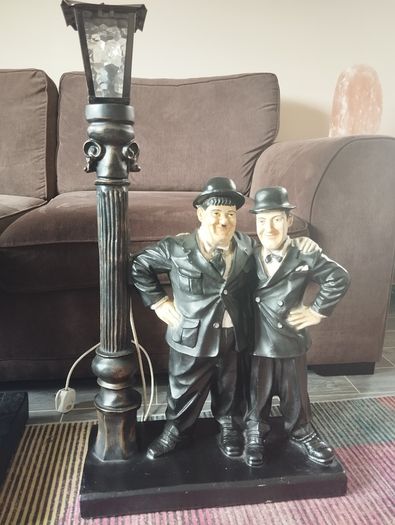 Laurel & Hardy Lamp Figures  Large 230e  & medium 150e (Working)