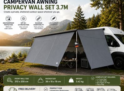 Campervan & Caravan Awning Privacy Wall Set 370 x 200 cm