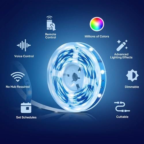 ED Strip Light 5m, Multicolour Led lights for TV Bedroom, Smart Lighting Controls, Hands-Free Voice Control with Alexa & Google, Flexible Installation, Schedule & Timer