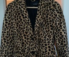Mango leopard print faux fur coat size S