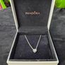 Authentic Pandora Sterling Silver Sparkling Elevated Heart Pendant Necklace with Box Image 7