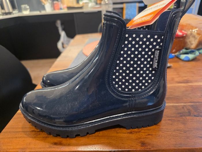 Women's Lady Harriett II Ankle Wellies | Navy polka dots