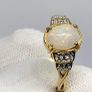Sterling silver Ethiopian Opal , White Zircon Main Stone With Side Stone Ring in 18K YG Vermeil Sterling Silver 1.40 ct 1.230 Ct. Image 3