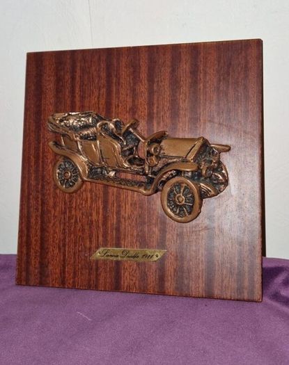 Antique Lancia Dialfa 1911 Copper Plaque on wood