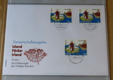 St Brendan 1994 first day Discoveries cover | Rare Ireland Iceland Faroe Islands joint stamp issue