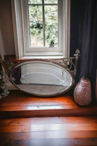 Extremely heavy brass and copper antique mirror