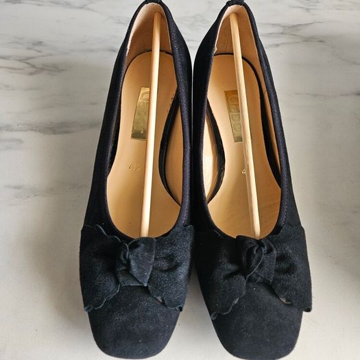 Gabor ladies shoes pumps hooty bow suede leather black RRP 105 euro size UK 4.5 EU 37.5 perfect for back to school new & boxed