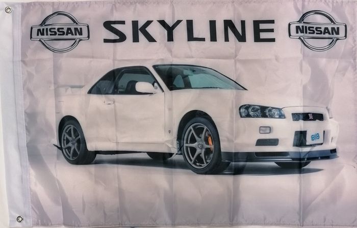 Nissan Skyline flag white 3ft x 2ft.