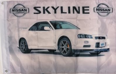 Nissan Skyline flag white 3ft x 2ft.