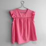 Pre Owned Vibrant Pink Eyelet Cutout Flutter Sleeve Blouse Image 2