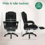 Office Chair with 8-point Massage Seat Heated, PC Desk Gaming Chair with Armrests Footrest High Back 150 Recliner Tilt Padded Swivel Fabric Linen, Black Image 2